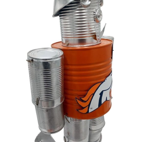 Orange Folk Art Tin Man Sculpture Bronco Horse Wizard Of Oz Reclaimed Recycled R - Picture 6 of 16